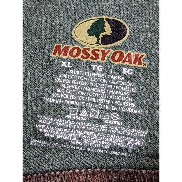 Mossy Oak Shirt Men's Sz XL Camo & Gray Graphic 3/4 Sleeve Cotton Blend‎ Hunting - Picture 3 of 4